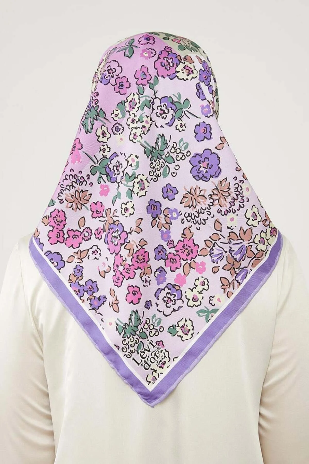 روسری صورتی Twill Trend Flower اورجینال Levidor