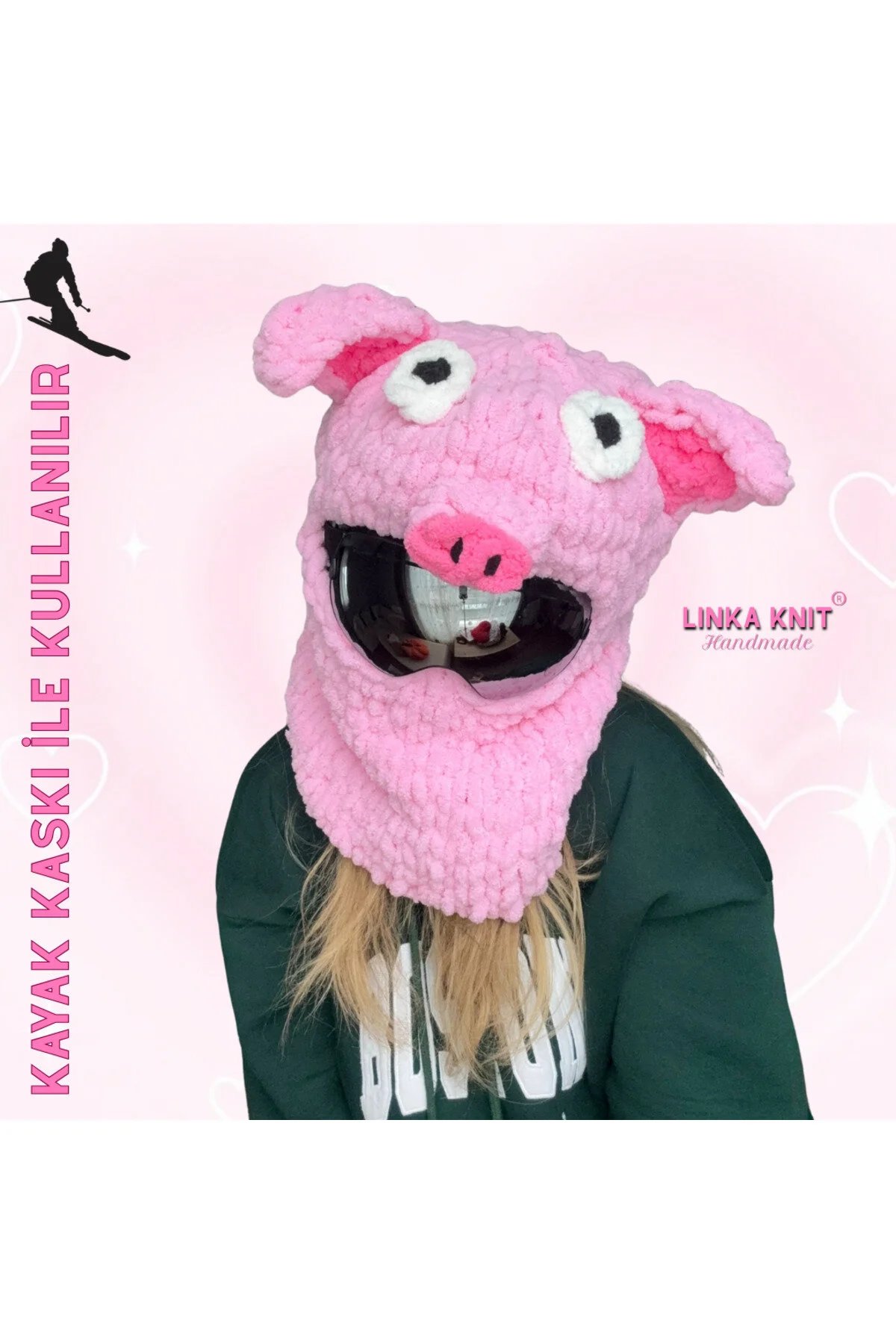 ماسک و بالاکلاوا دست ساز کلاه اسکی پیگی قاب محافظ Linka Knit
