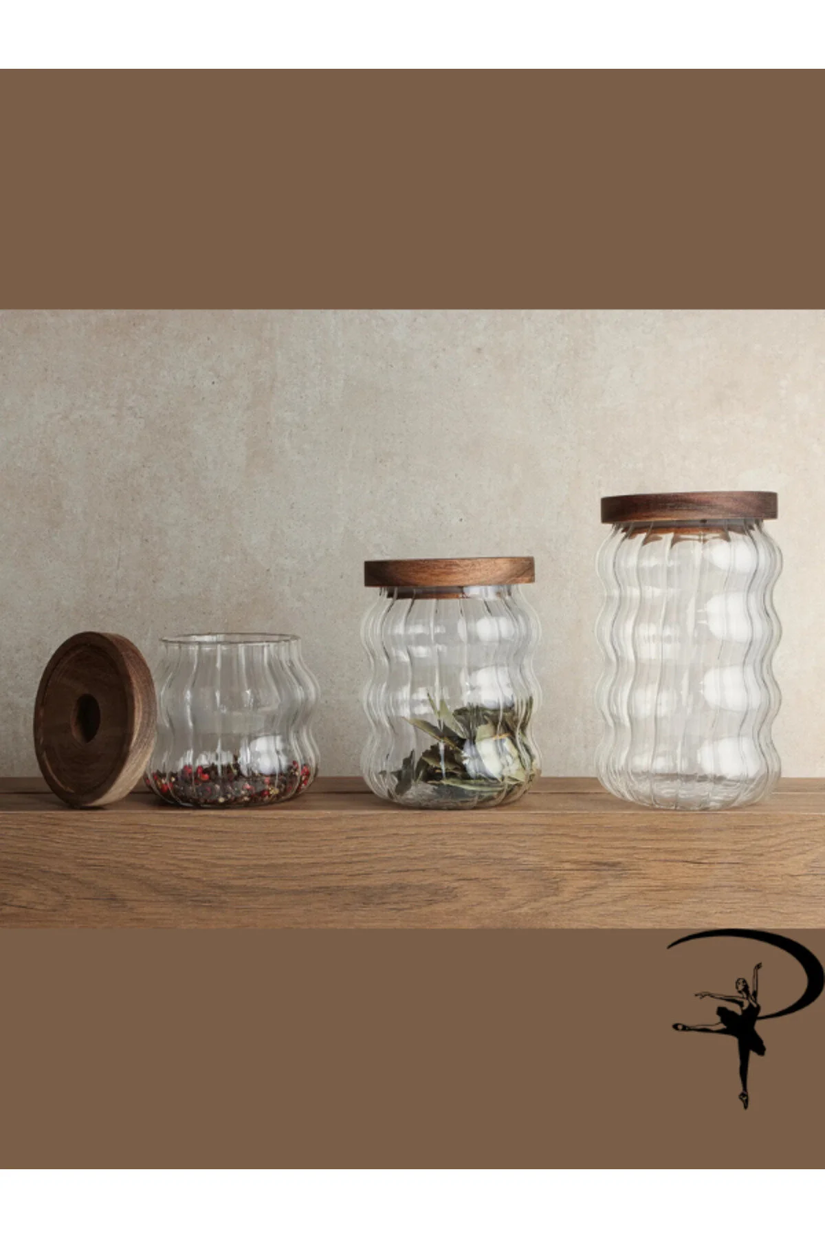 شیشه جار JARLA 3 قطعه موج ACACIA 340 میلی لیتر 530 680 Porland
