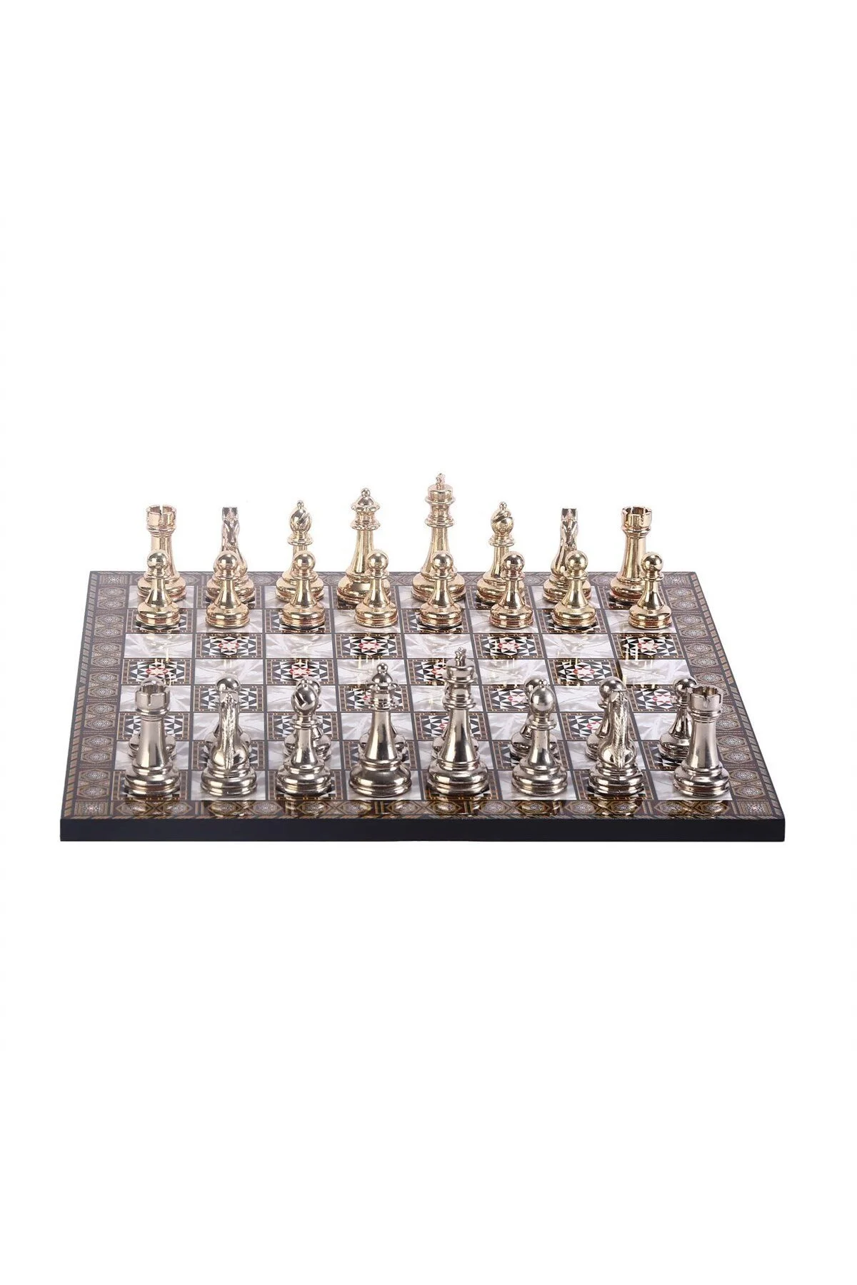 شطرنج مجموعه کلاسیک فلزی روشن و پسوریازیس با الگوی MDF تخته چوبی 37X37 سانتی متر. Gift Home