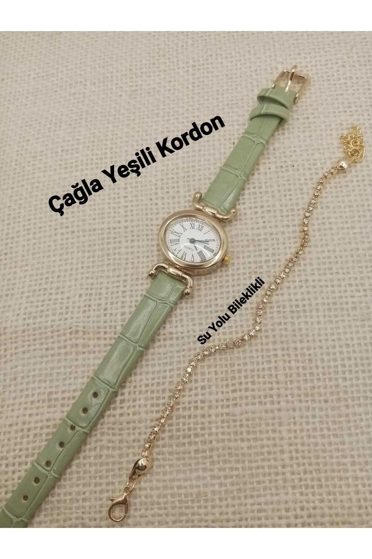 ساعت مچی زنانه قدیمی رترو مینیمال بند سبز BB0057 QUARTZ
