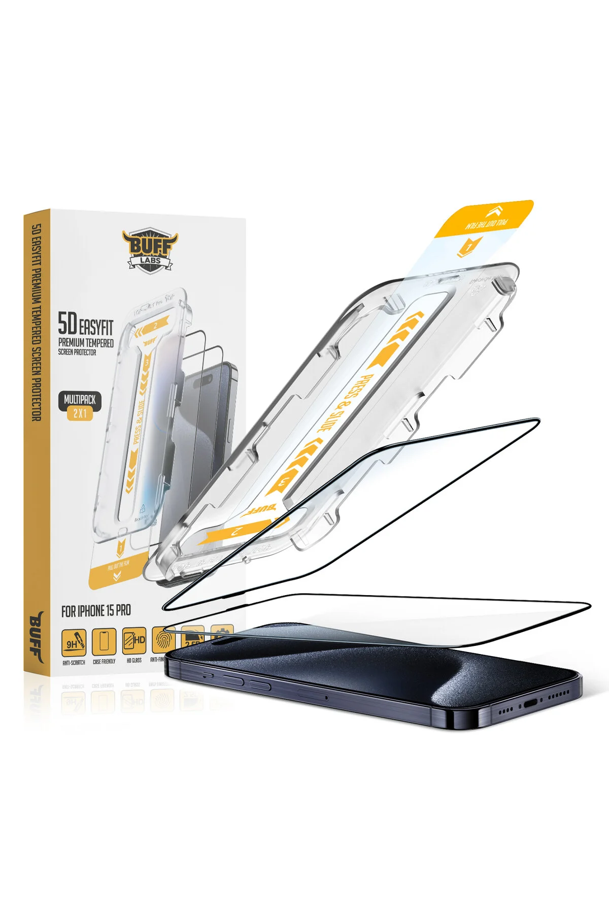 کاور و قاب بسته مزیت BUFF IPHONE 15 PRO MAGSAFE + محافظ صفحه شیشه لنز Buff Labs