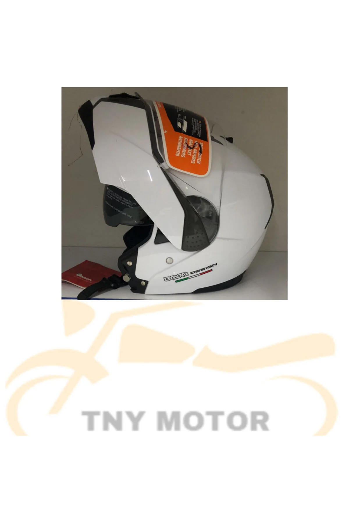 کلاه کاسکت موتورسیکلت ایمنی پاپ آپ BEON CHIN سفید براق BEON HELMETS