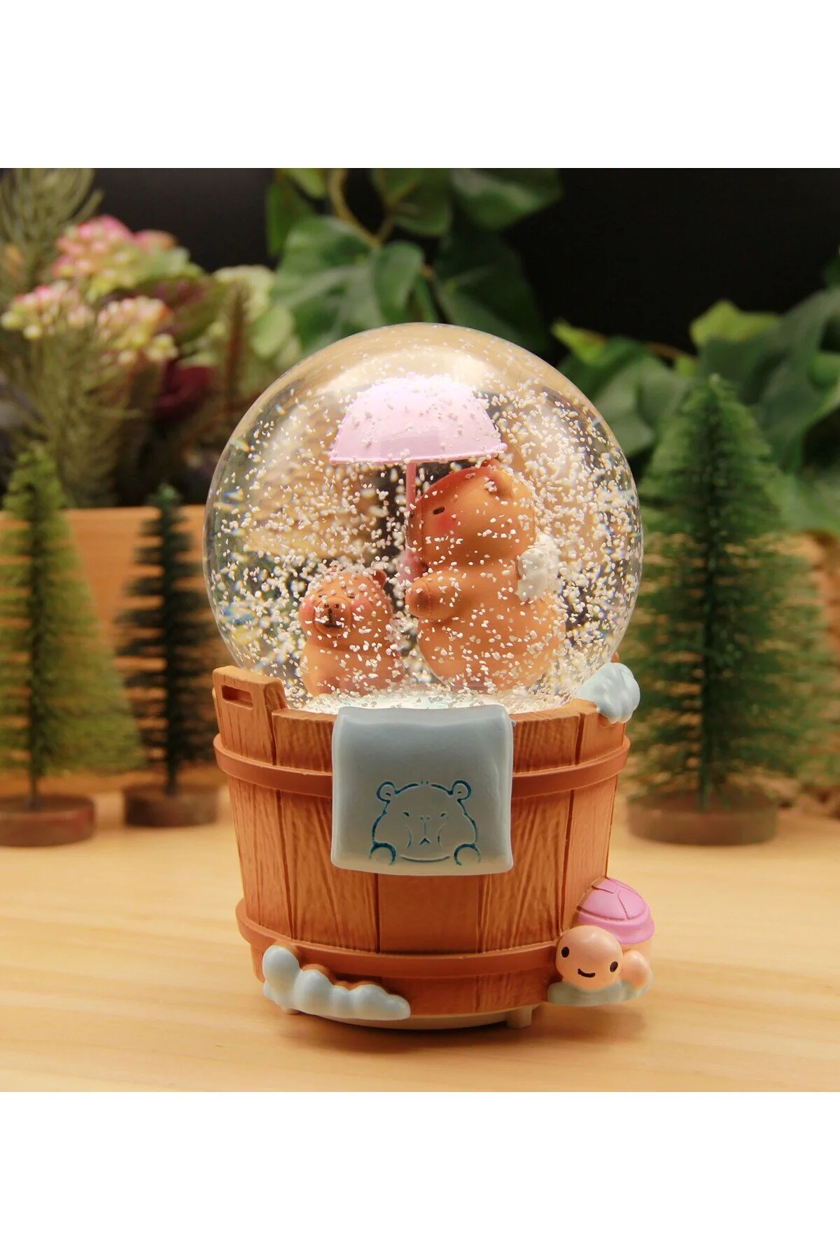 گوی برفی CAPYBARA MEGA SIZE SNOW GLOBE با موتور چتر چراغ ها و موسیقی A از ترکیه HEDİYEBİZİZ