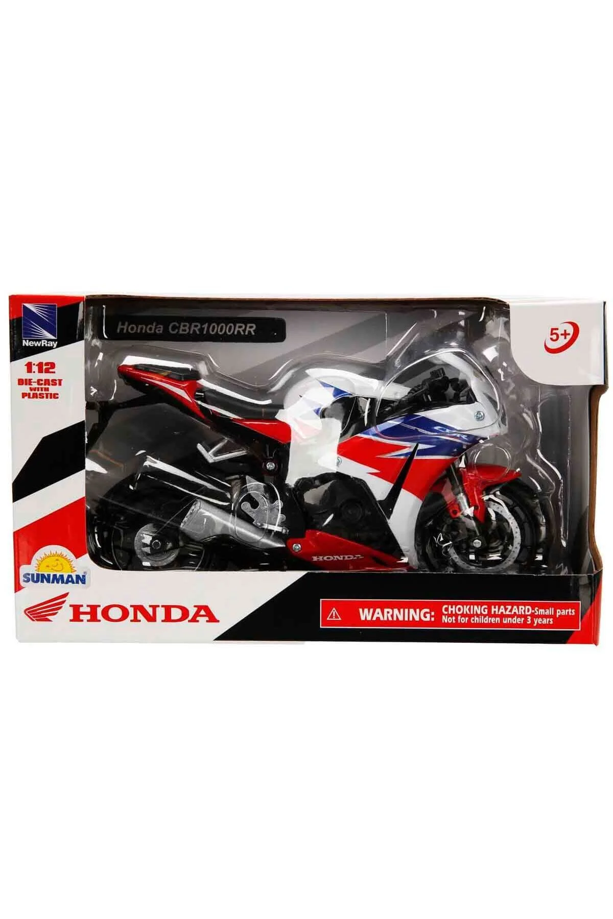 ماشین اسباب بازی موتور 1:12 هوندا CBR مدل 1000RR سفید قرمز New Ray