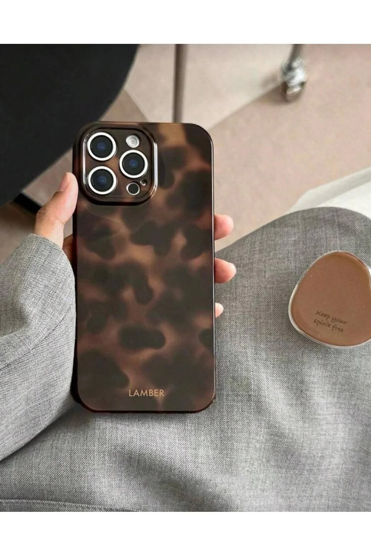 کاور و قاب گوشی IPHONE رترو طرح دار کهربایی با جای دانه قهوه Burroe Atalier