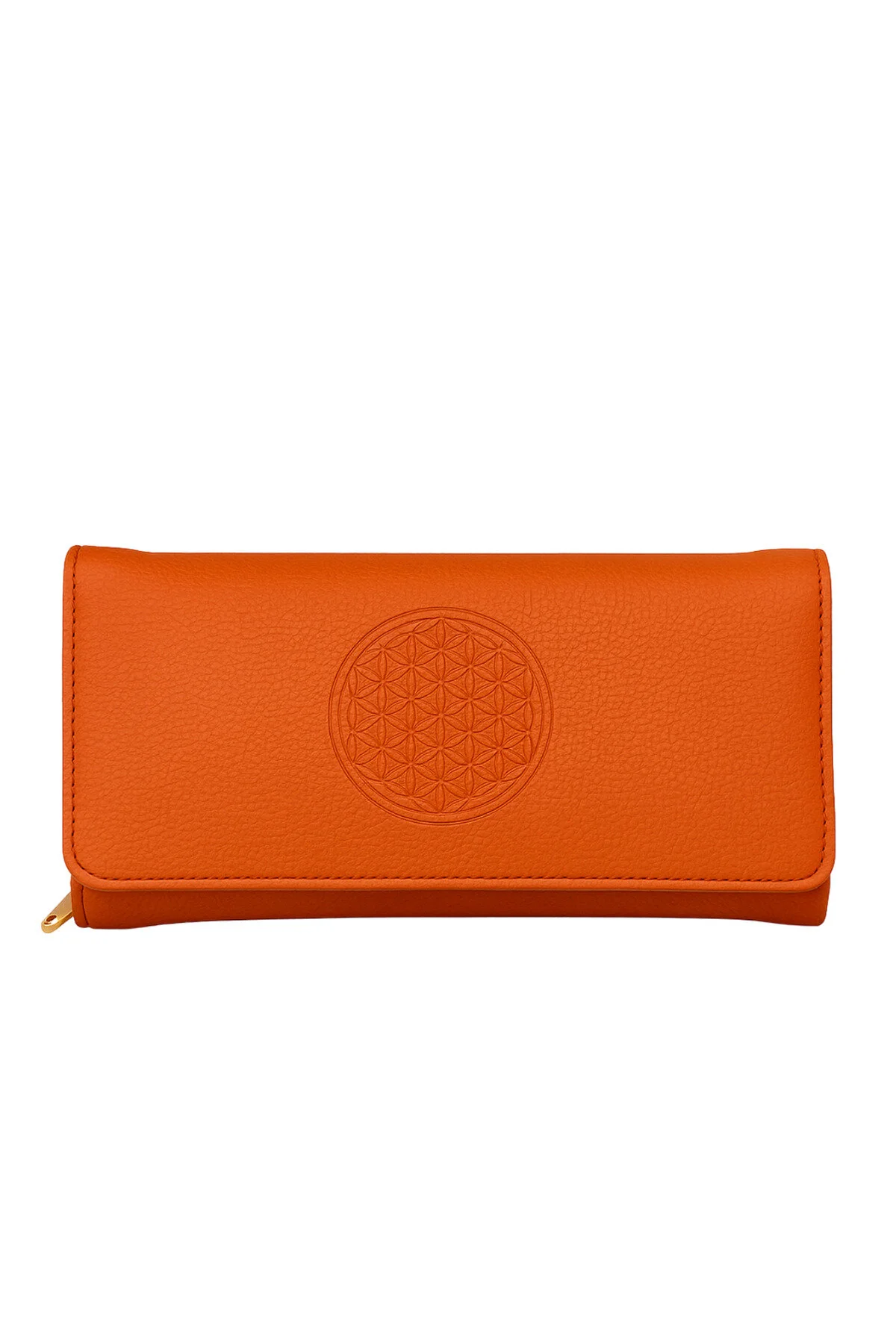 کیف پول لاکی پرینت گل زندگی زنانه نارنجی با محفظه جای سکه و کارت Adelina Bags