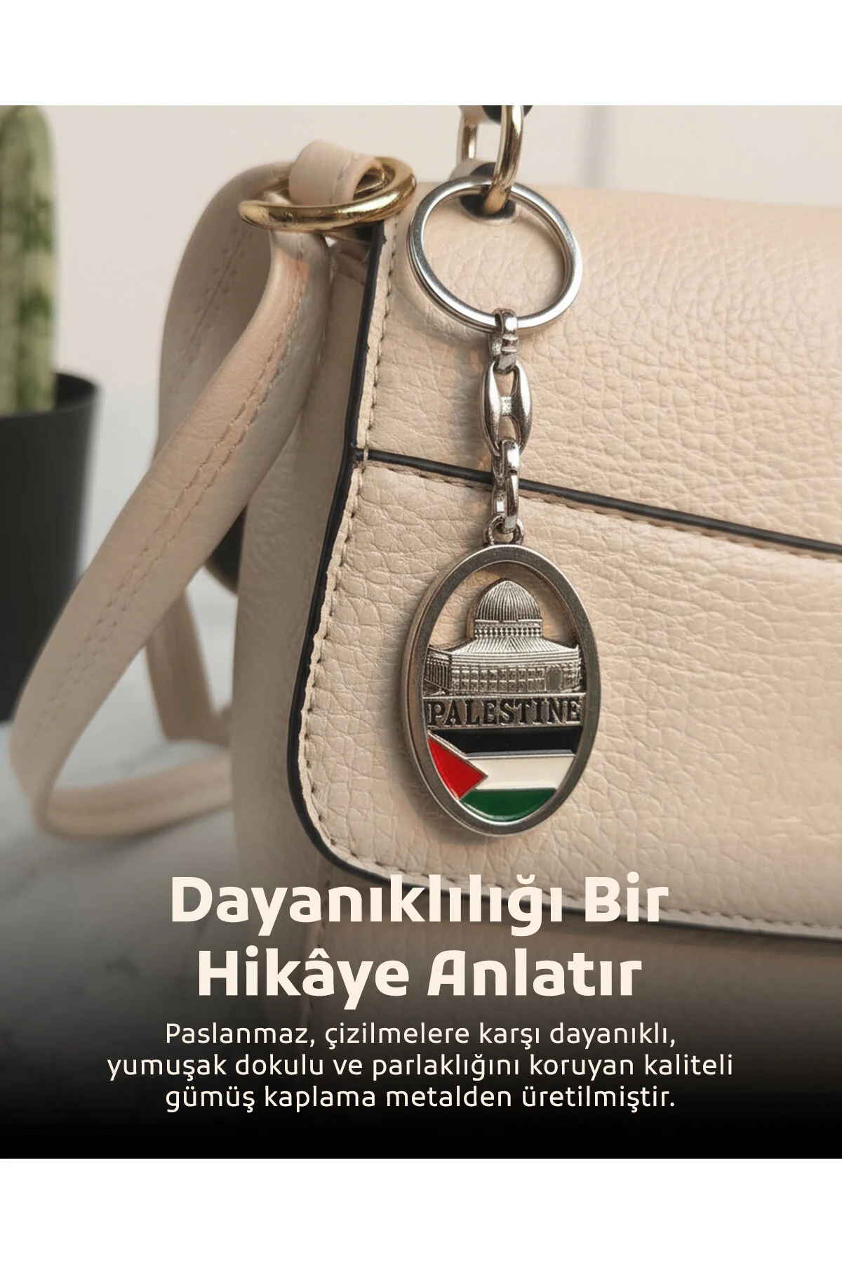 جلیقه کلید پرچم فلسطین و نماد گنبد صخره جاکلیدی رنگ نقره ای 1 تکه یونیسکس Zaytoon