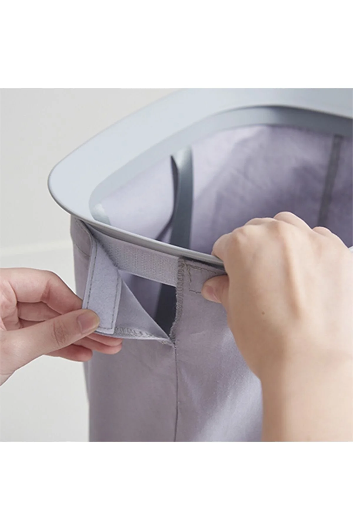 سبد رخت خاکستری Garb 2 لباسشویی پارچه تاشو پیچیده 50 Lt AROW