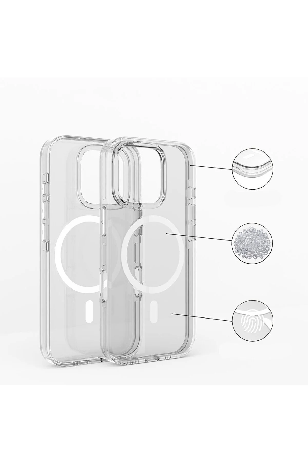 کاور و قاب IPHONE 16 PRO CASE MAGSAFE شارژ دوربین ویژه محافظ CRYPTO COVER شفاف Zore