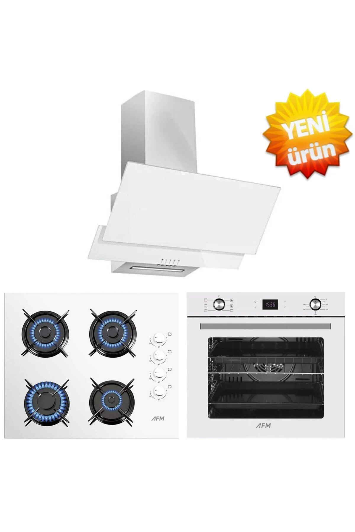 لوازم توکار ست شیشه ای توربو دیجیتال موناکو سفید FM7701 + FM2201 FM3301 AFM tech