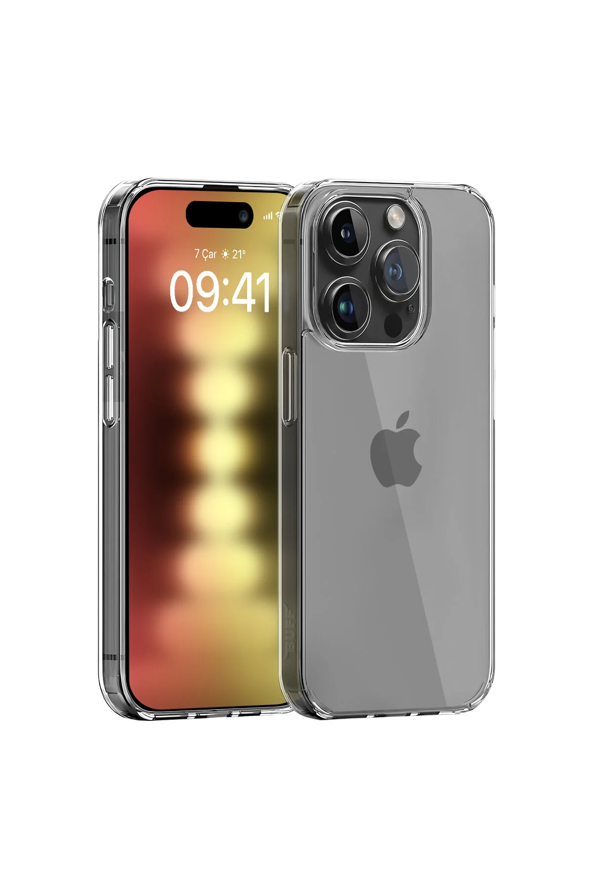 کاور و قاب بسته مزیت BUFF IPHONE 15 PRO شفاف + محافظ صفحه شیشه لنز Buff Labs