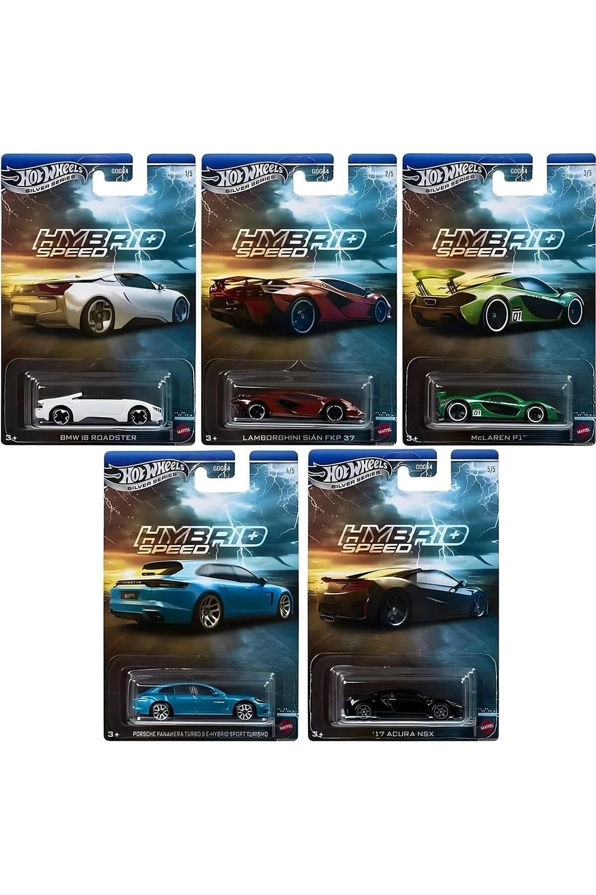 ماشین اسباب بازی LONG KART HYBRID SPEED ​​SET 5 PIECES VEHICLE COLLECTION MODEL CAR DIECAST از ترکیه HOT WHEELS