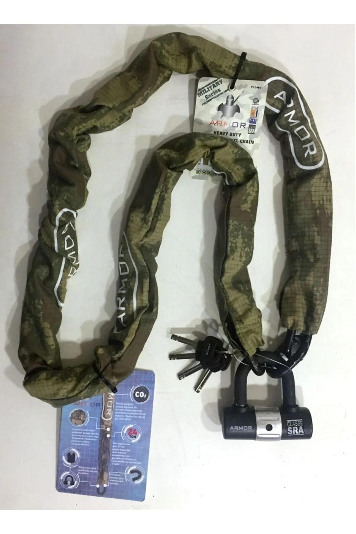 قفل زنجیره موتور سیکلت 180 سانتی متر 10 میلی ای خال کوبی U نوار Armor