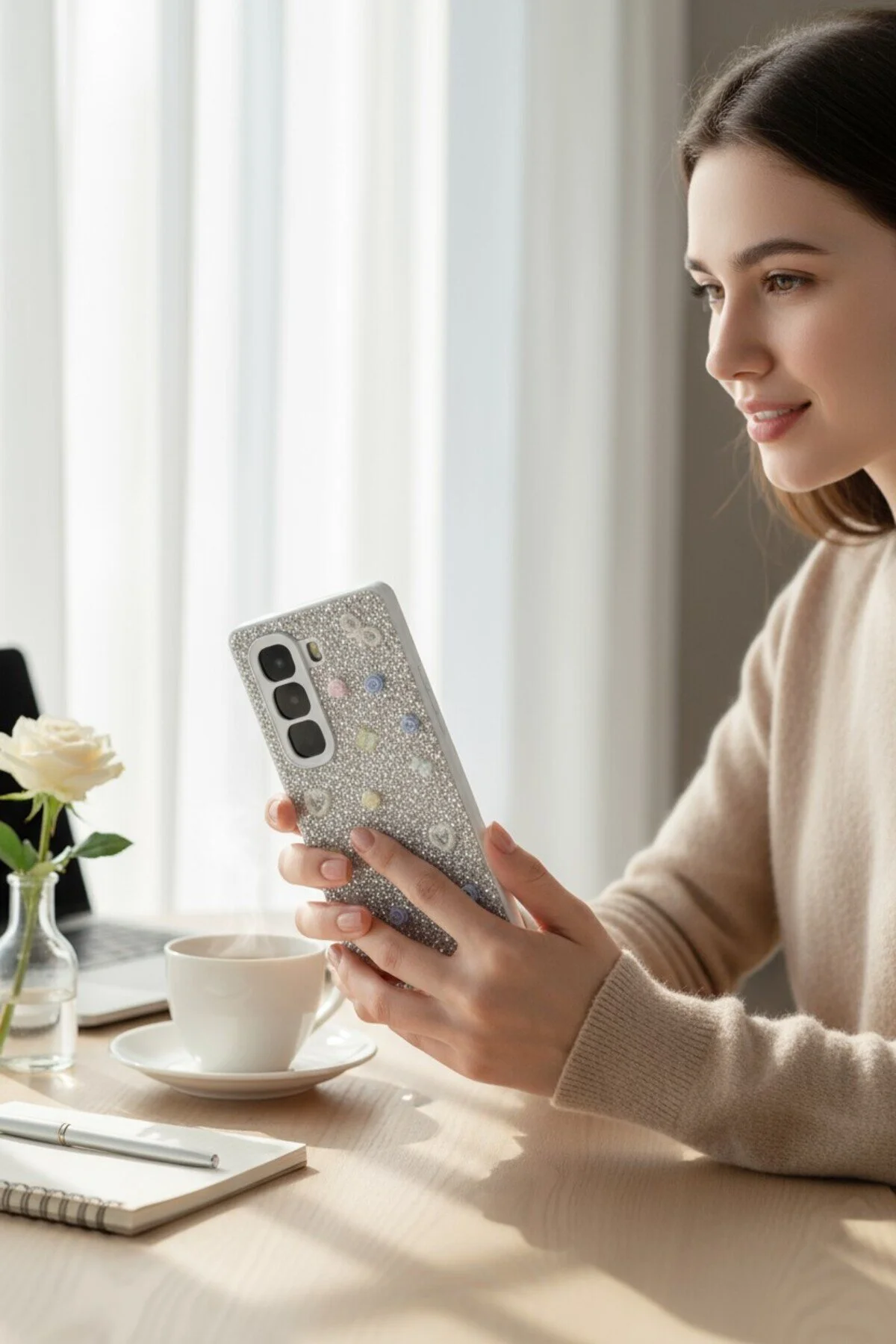 کاور و قاب سیلیکونی BTU با طرح قلب کمان INFINIX HOT 50 PRO PLUS batuteknoloji