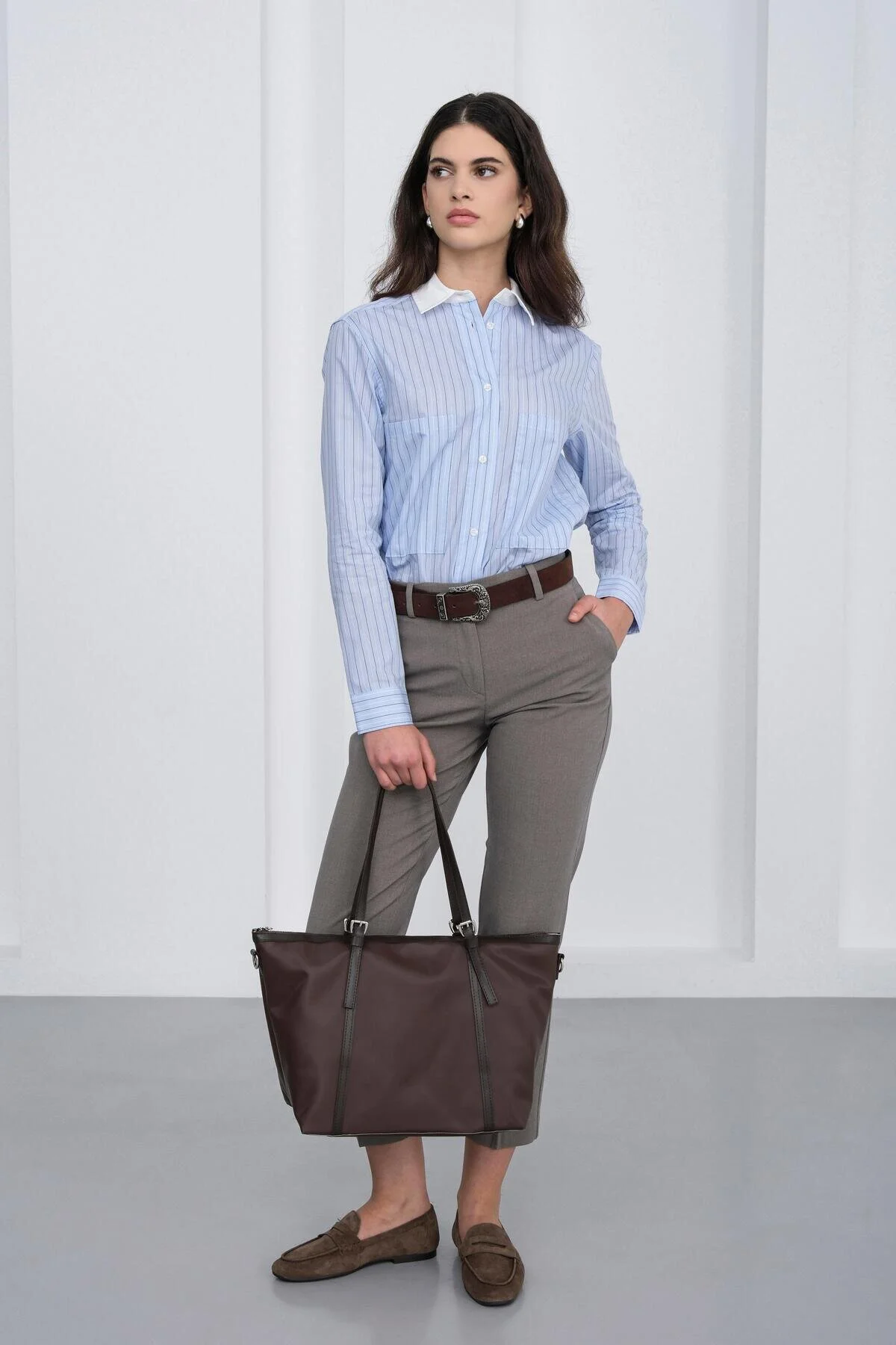 کیف شانه ای آلفی قهوه Shule Bags