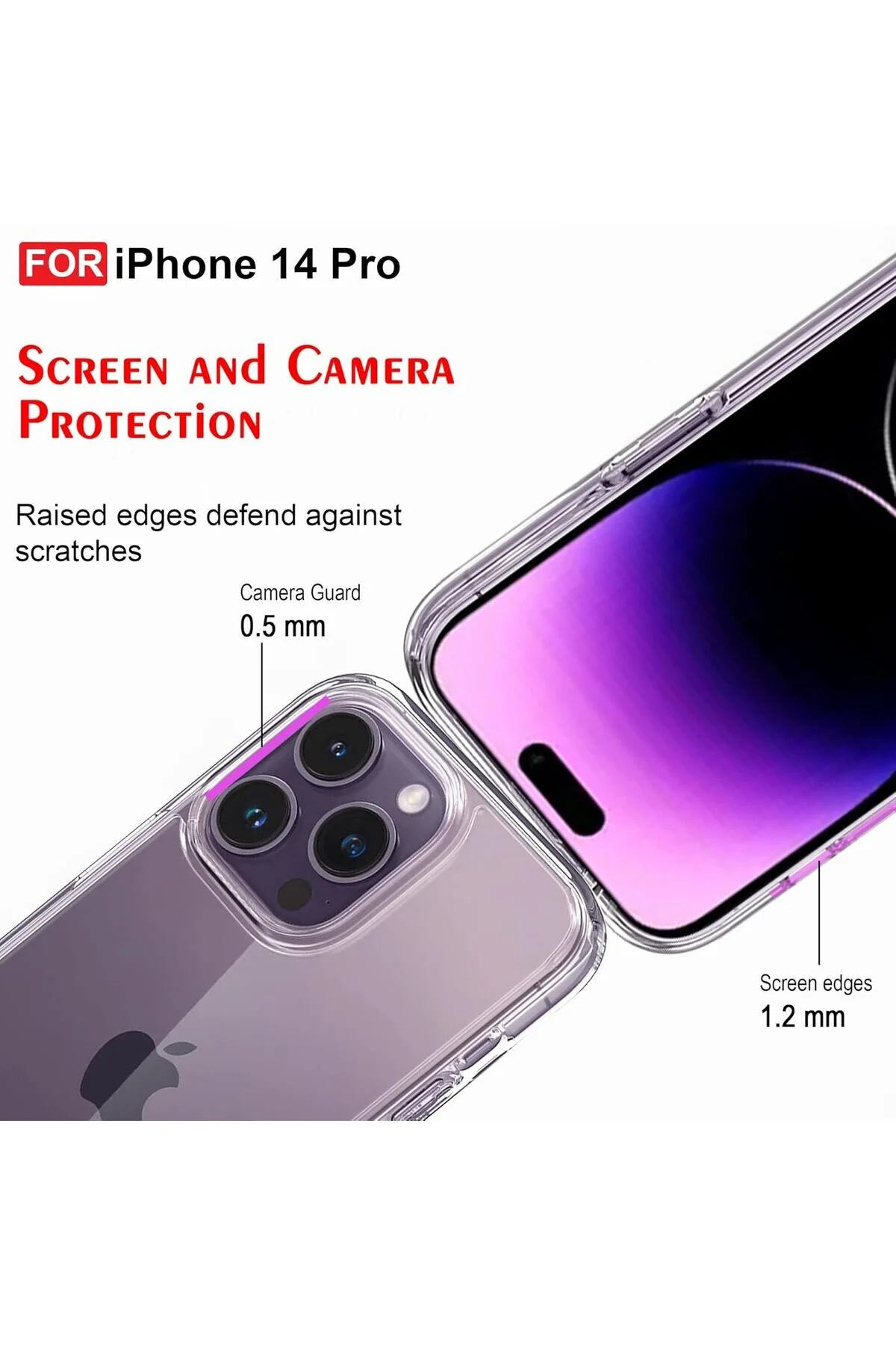 کاور و قاب دوربین شفاف APPLE IPHONE 14 PRO روکش ضد ضربه با صفحه نمایش HyperAge