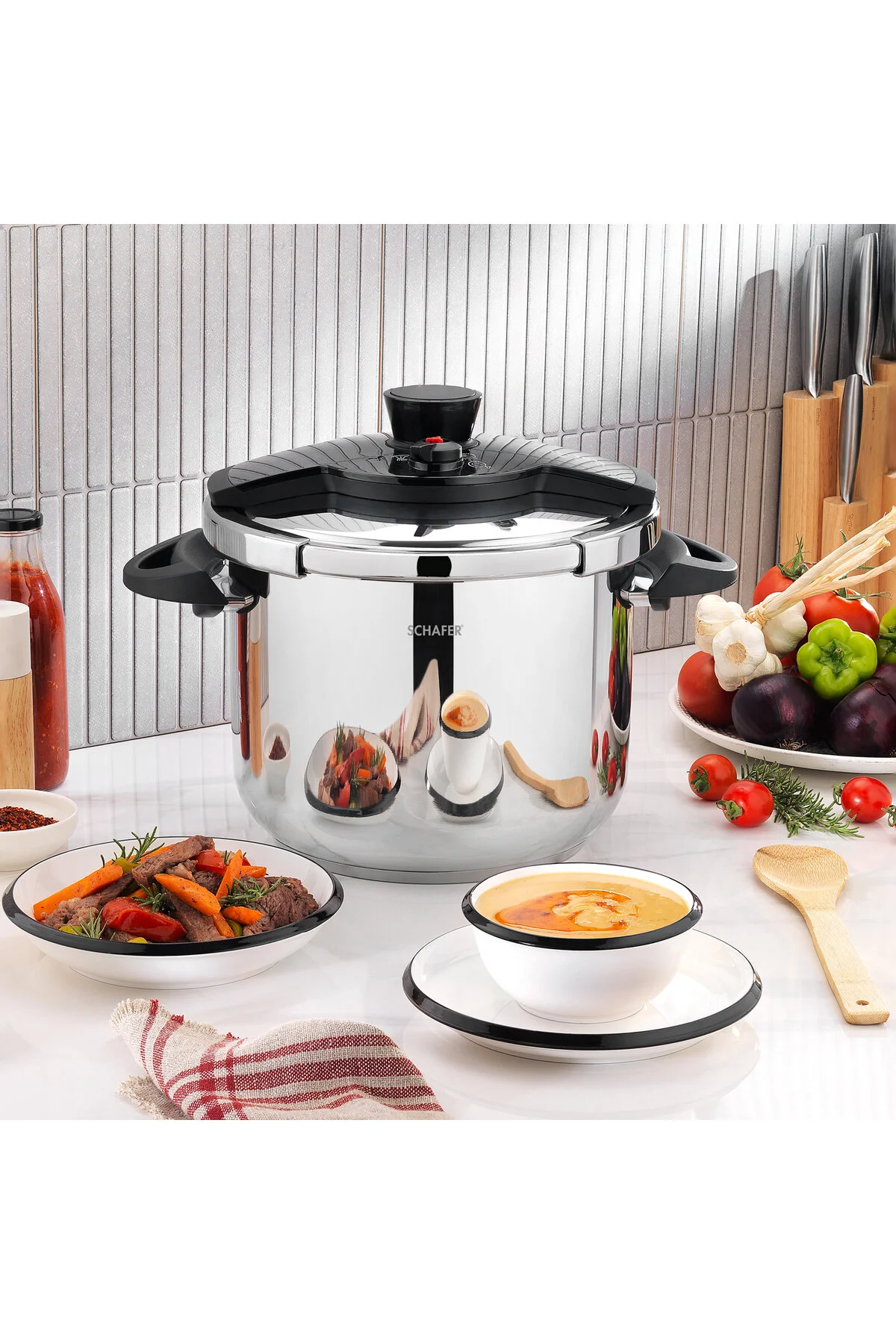 زودپز اجاق گاز فشار بزرگ 12 L BLACK Schafer