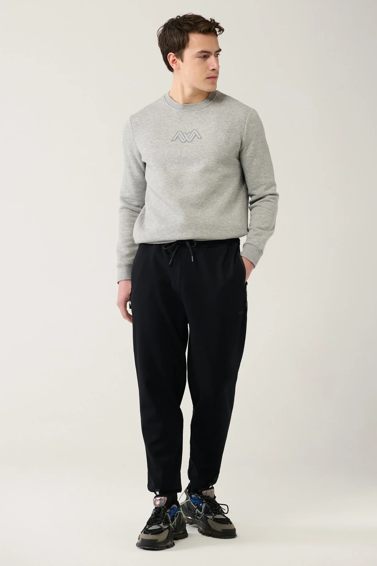 شلوار گرمکن مشکی مردانه Jogger Zipper آوا اورجینال Avva