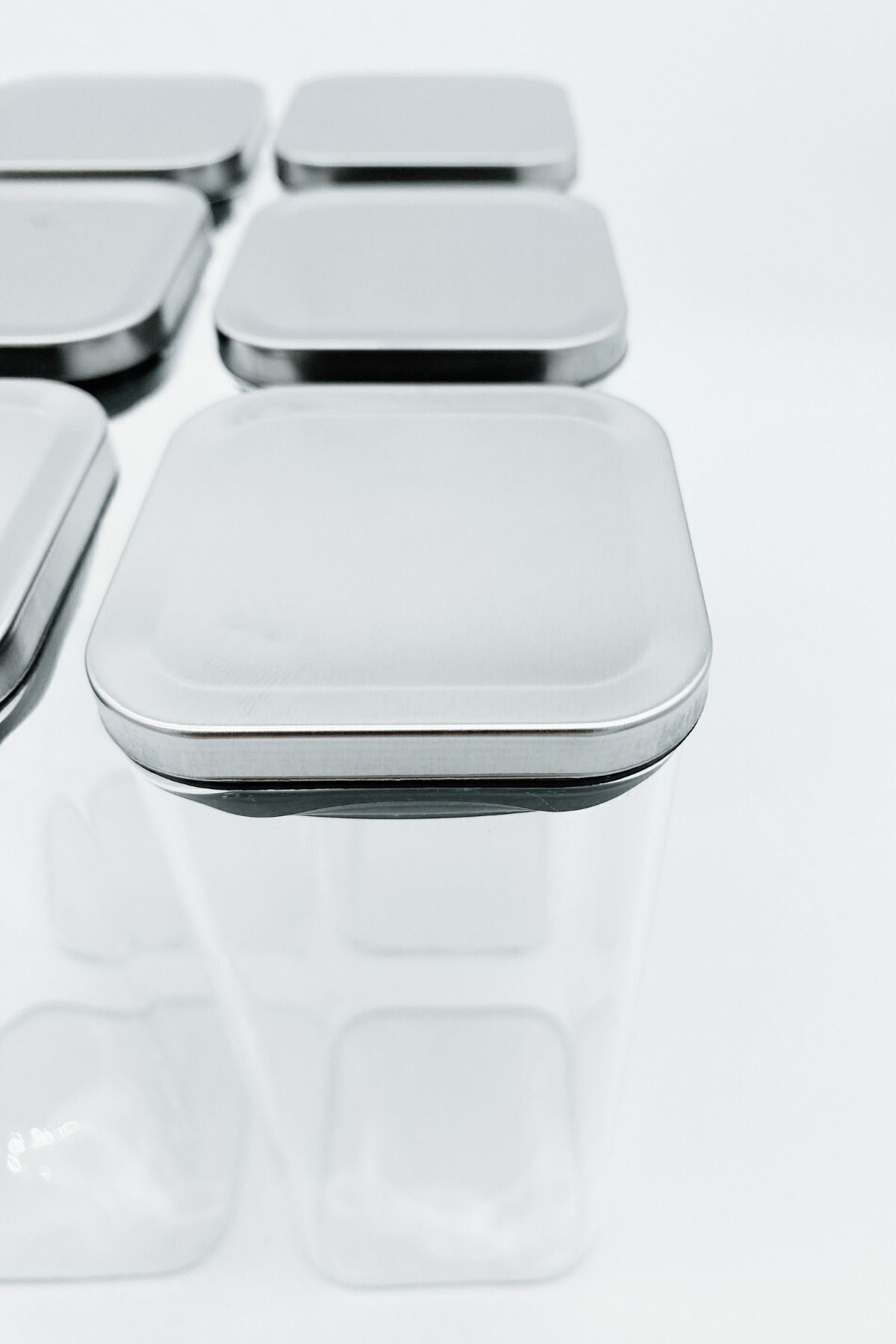 بانکه ادویه شیشه کروم خلاء مربع اورجینال Kitchen Design Lab