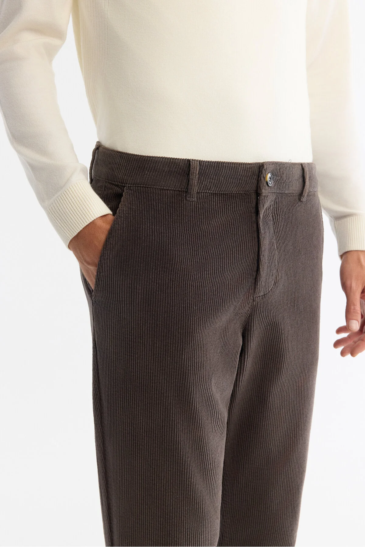 شلوار خاکستری مردانه کلاسیک آنتراسیت ضخیم مخملی Chino A42Y3017 آوا Avva