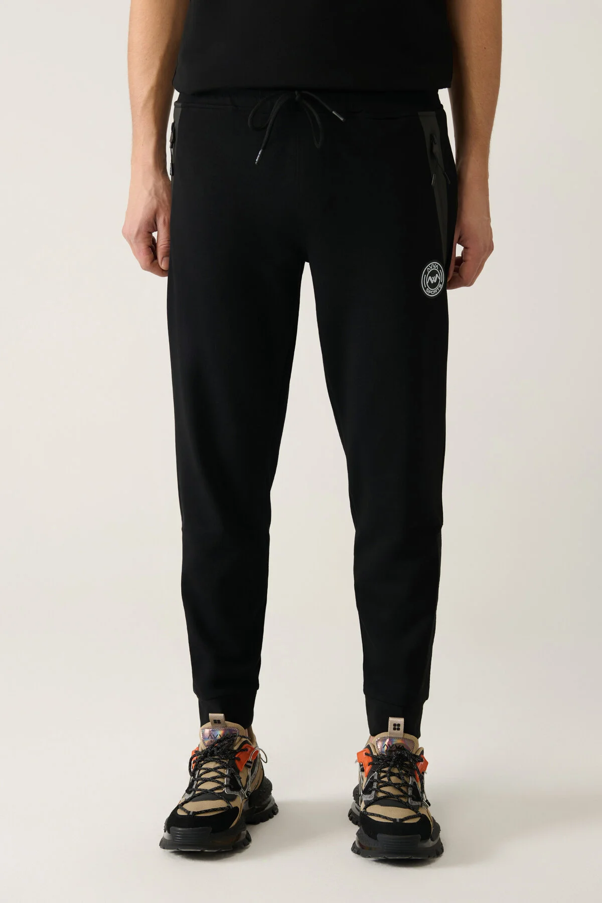 شلوار گرمکن مشکی مردانه پارچه جرسی 2 Ip Tracksuit شش آوا Avva