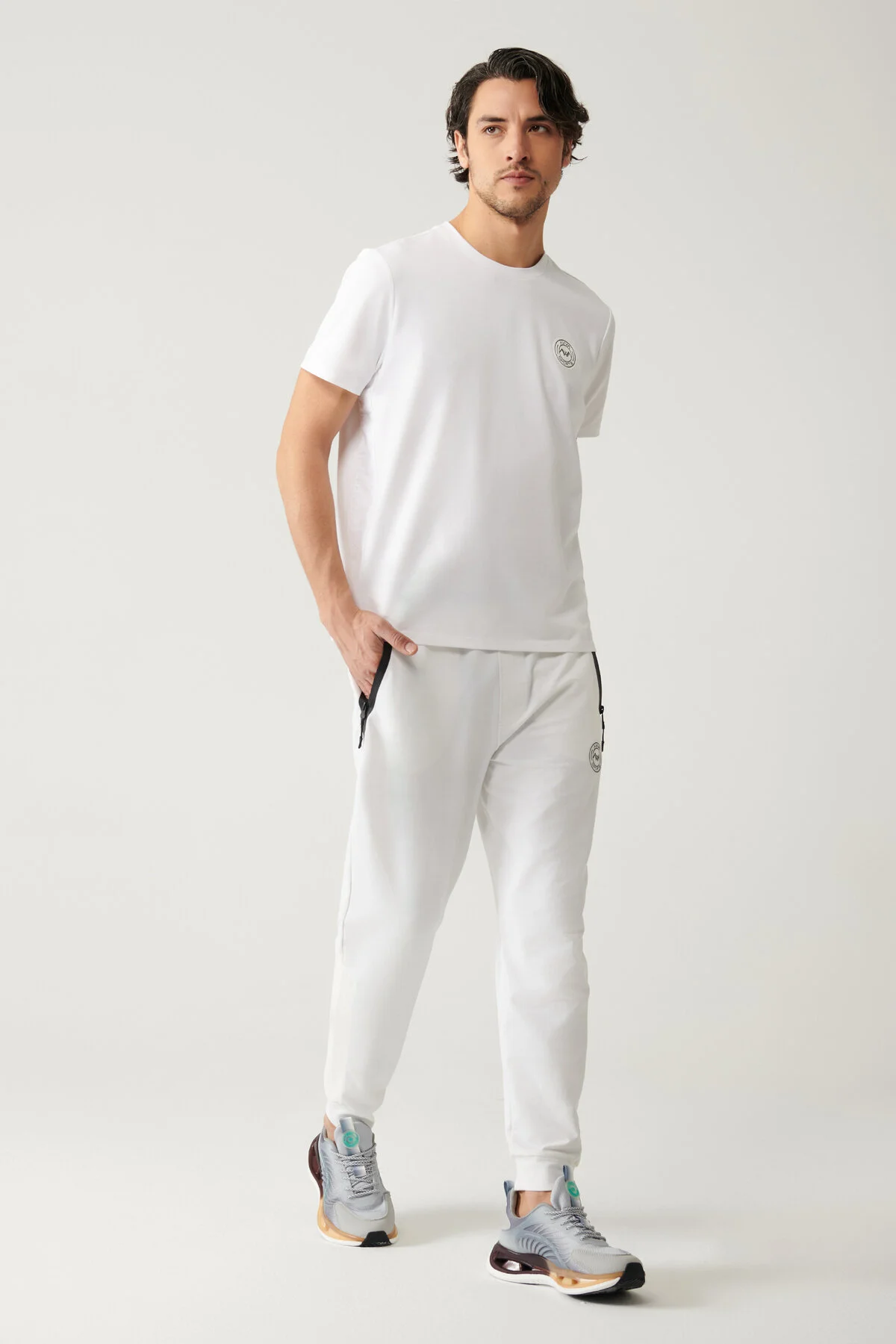 شلوار گرمکن سفید مردانه پارچه لباس 2 Ip Tracksuit شش آوا Avva