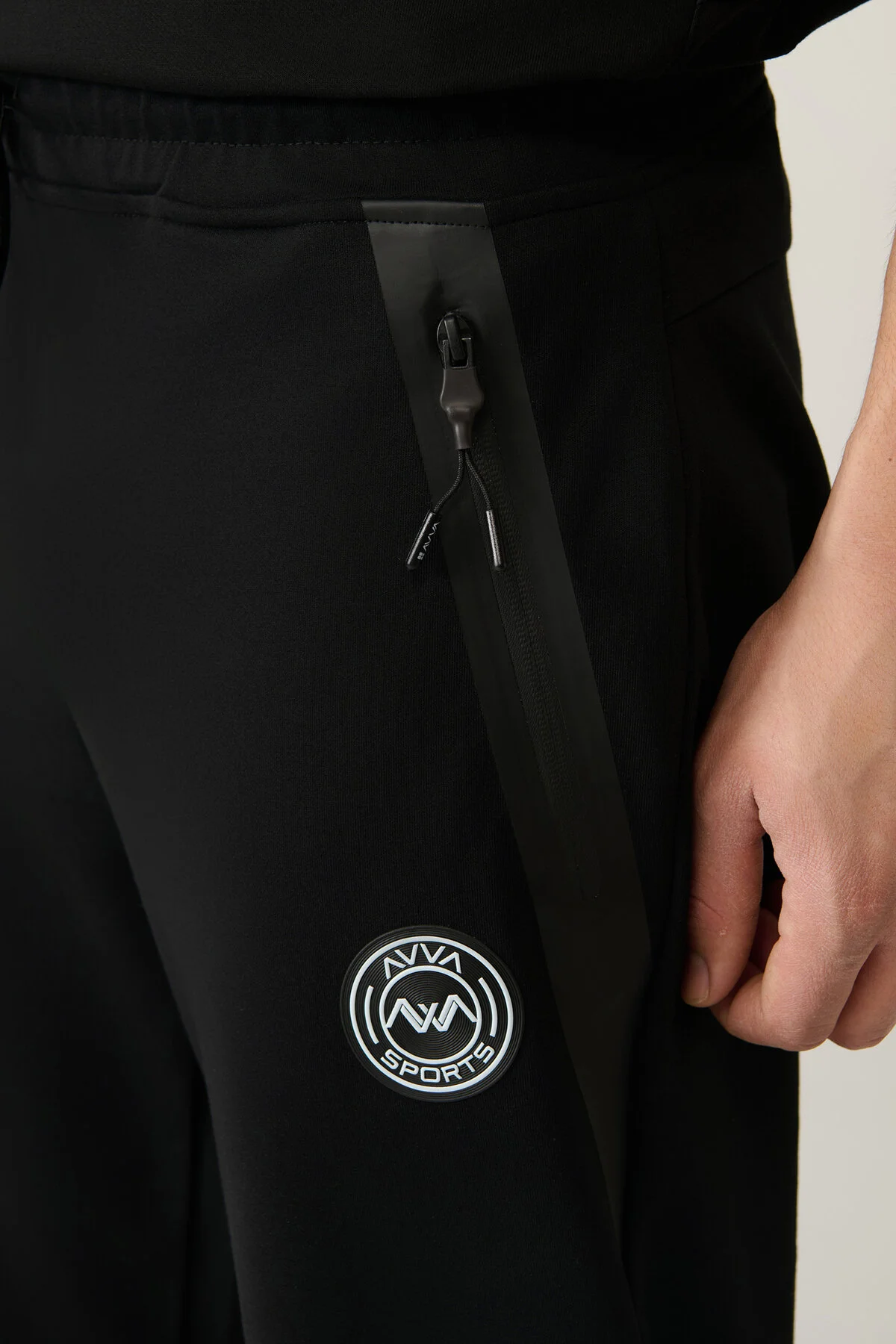 شلوار گرمکن مشکی مردانه پارچه جرسی 2 Ip Tracksuit شش آوا Avva