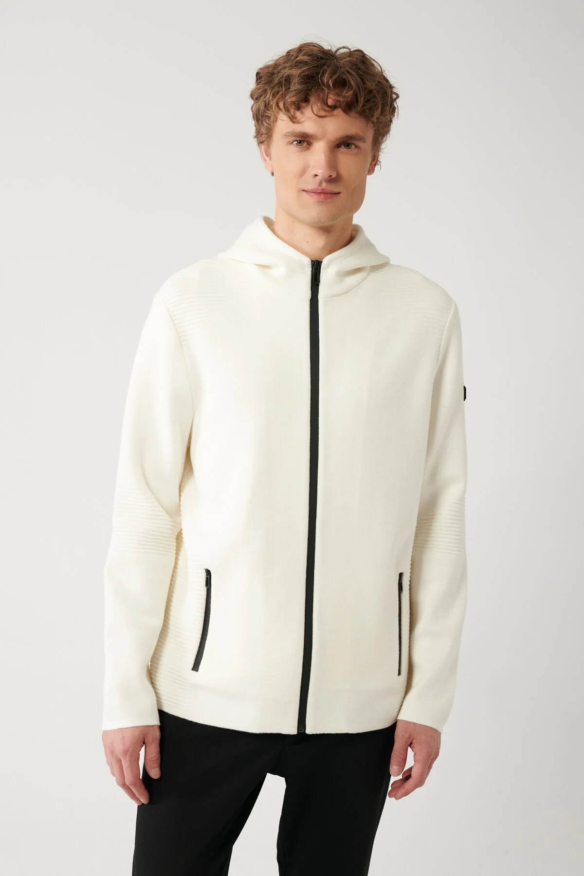 ژاکت جلو باز سفید مردانه Cardigan Trico آوا اورجینال Avva