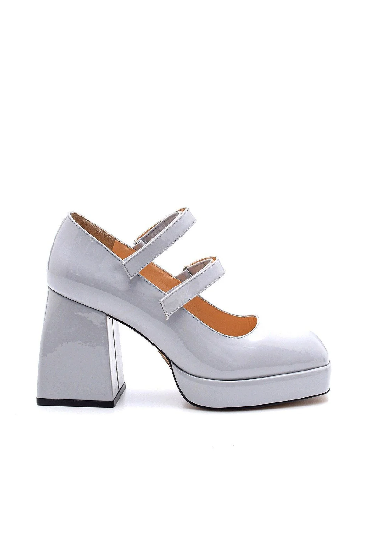 کفش پاشنه بلند کلاسیک با خاکستری زنانه کفش PENELOPE GREY PATENT چرمی LEGHERE HEEL ضخیم سوفیا بالدی Sofia Baldi
