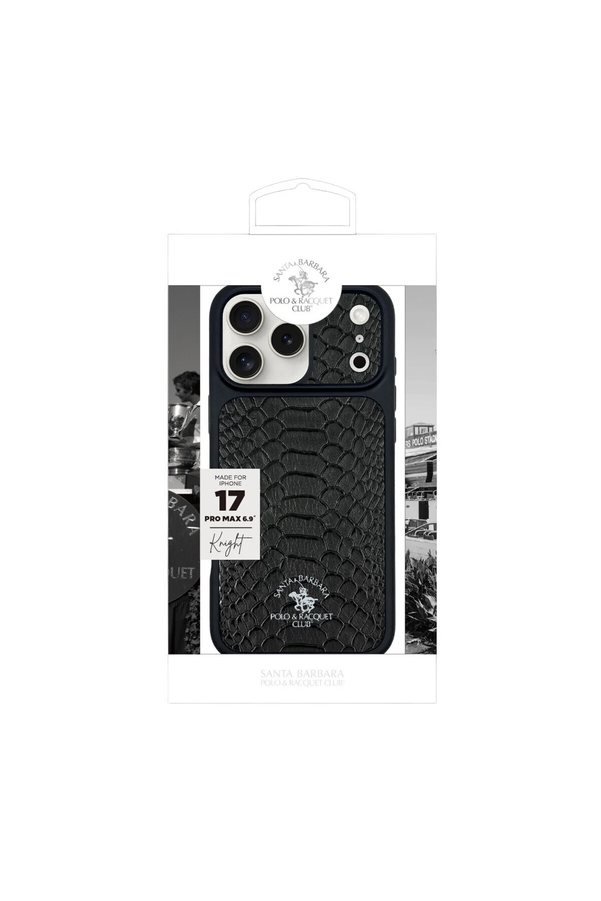 کاور و قاب IPHONE 17 PRO MAX COMPATIBLE CASE PU چرمی CROCODILE DESIGN COVER BUSINESS KNIGHT TITAN GREY Santa Barbara Polo Racquet Club