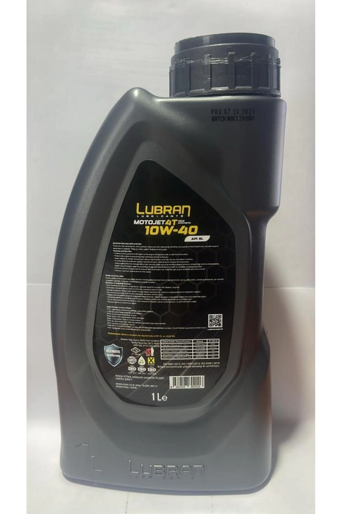 روغن و مکمل موتور LUBRAN 4T MOTOJET 10W 40 API SL 15X1 لیتری سیکلت 4 زمانه با کارایی بالا 15 HSGL