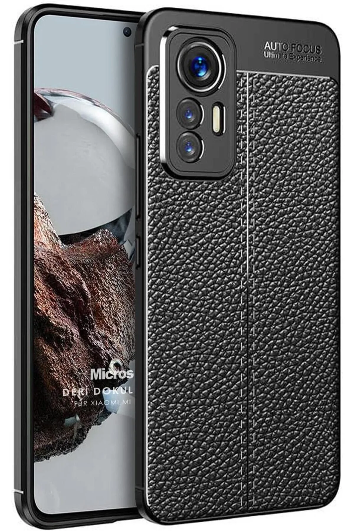 کاور و قاب LVN برای MI 12 LITE چرم مشکی بافت دار سیلیکونی سازگار با STOREMAX