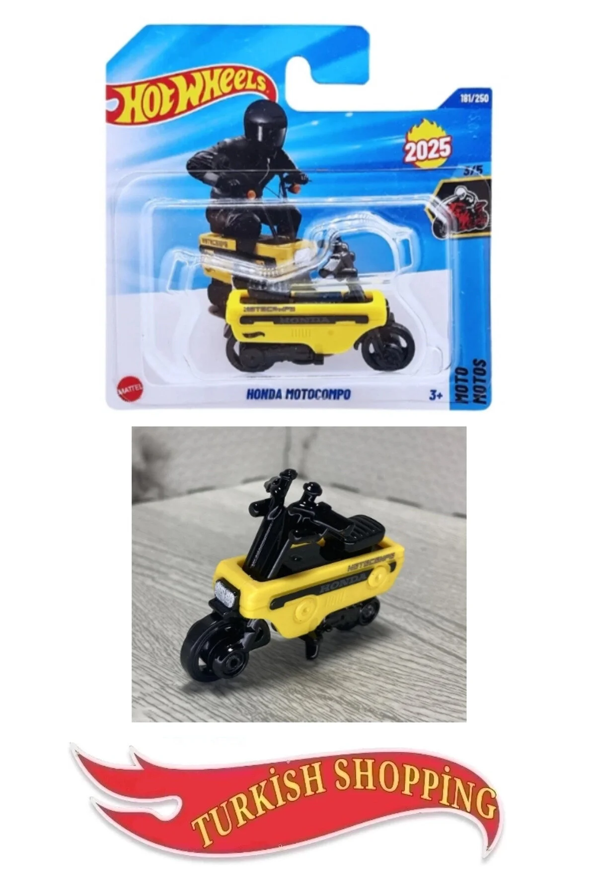 ماشین اسباب بازی 1:64 مقیاس 2025 کیس HONDA MOTOCOMPO از ترکیه HOT WHEELS