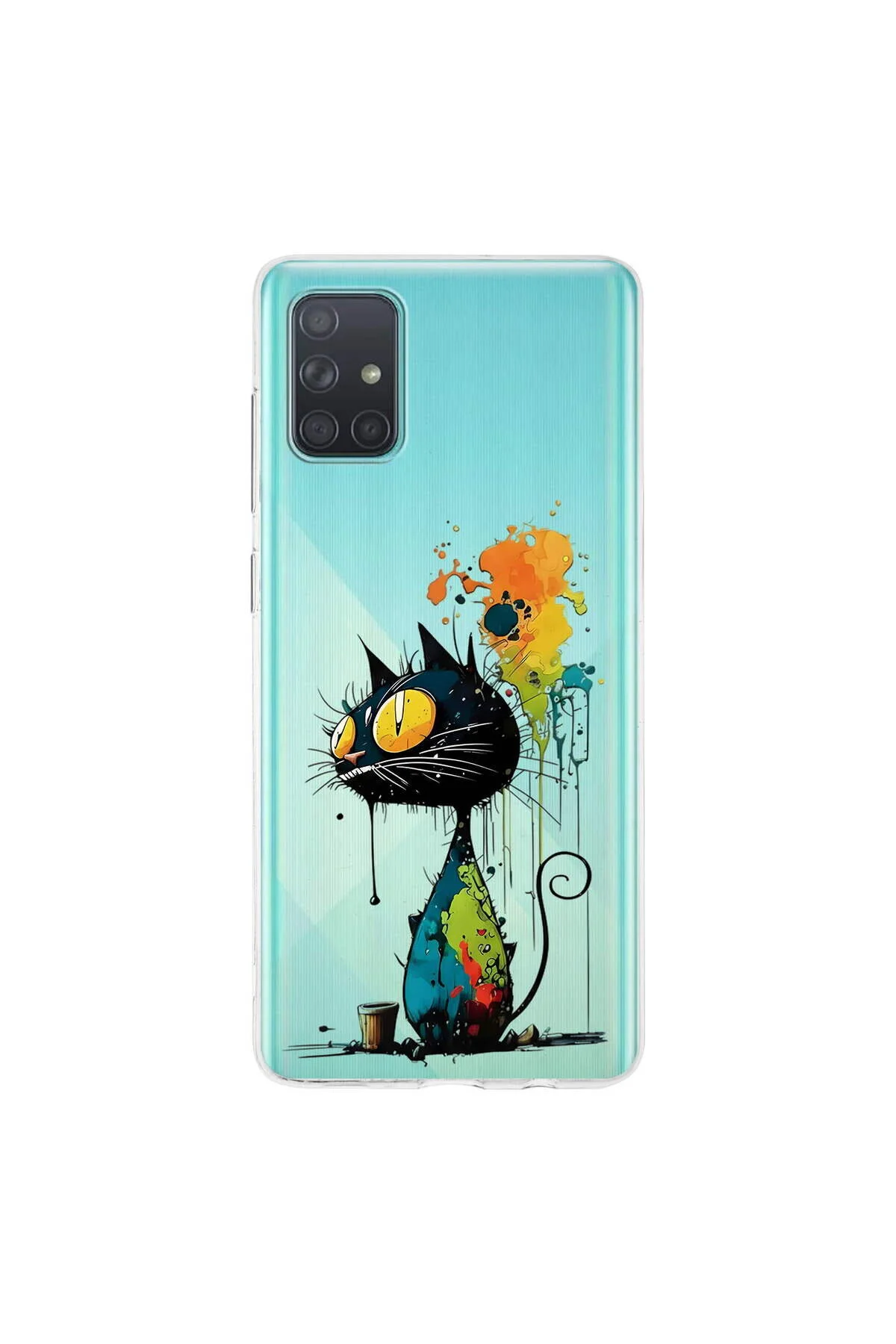 کاور و قاب سیلیکونی شفاف با طراحی SPLASH CAT سازگار SAMSUNG GALAXY A71 PrintiFy