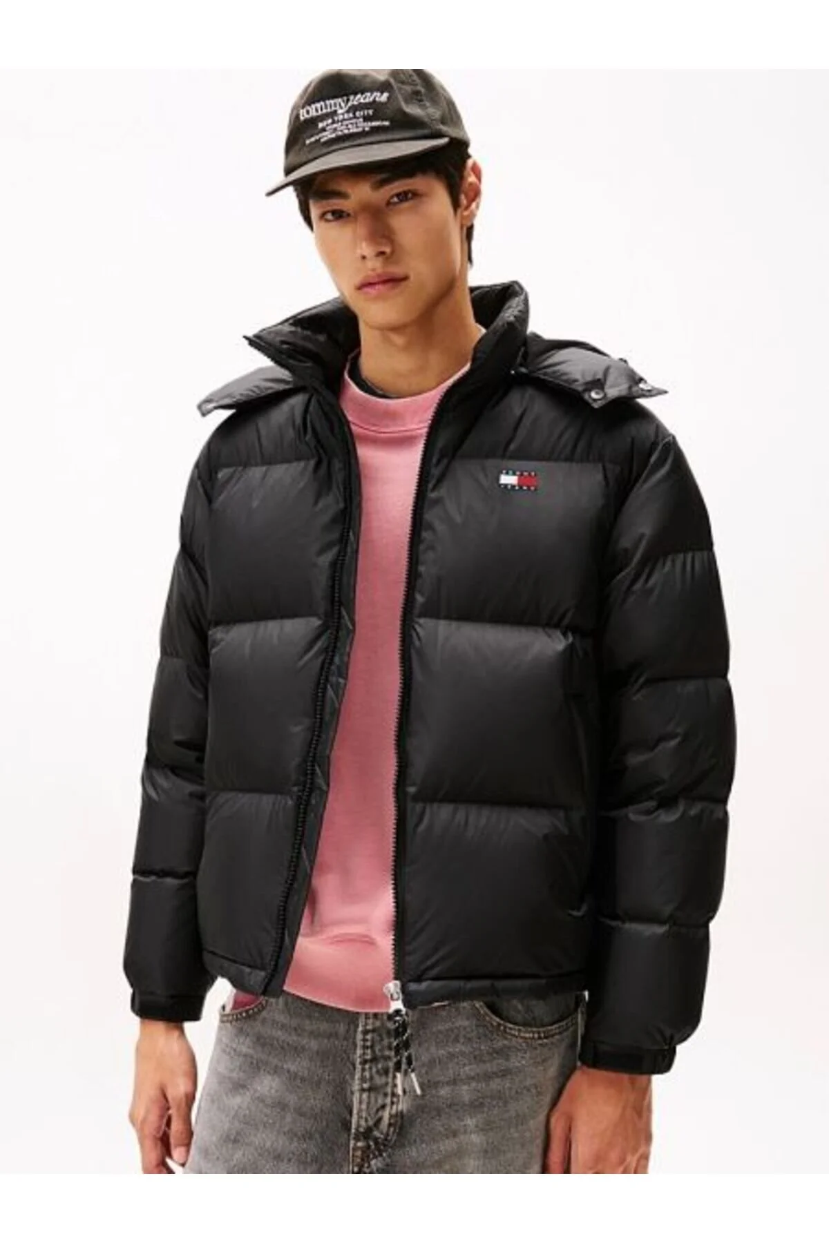 کاپشن نشان تجاری مردانه پیراهن نایلونی ایستاده RIPSTOP بازیافتی با یقه طوفانی Tommy Hilfiger