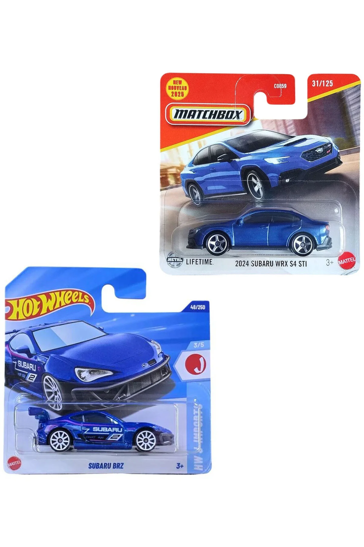 ماشین اسباب بازی مجموعه 2 خودرو سوبارو BRZ و جعبه کبریت 2024 WRX S4 STI 1 64 آبی از ترکیه HOT WHEELS