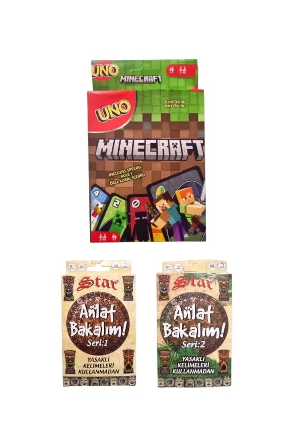 اسباب بازی های آموزشی کارت MINECRAFT UNO + TELL ME SERIES 1 2 مجموعه 3 تایی Oyunsal