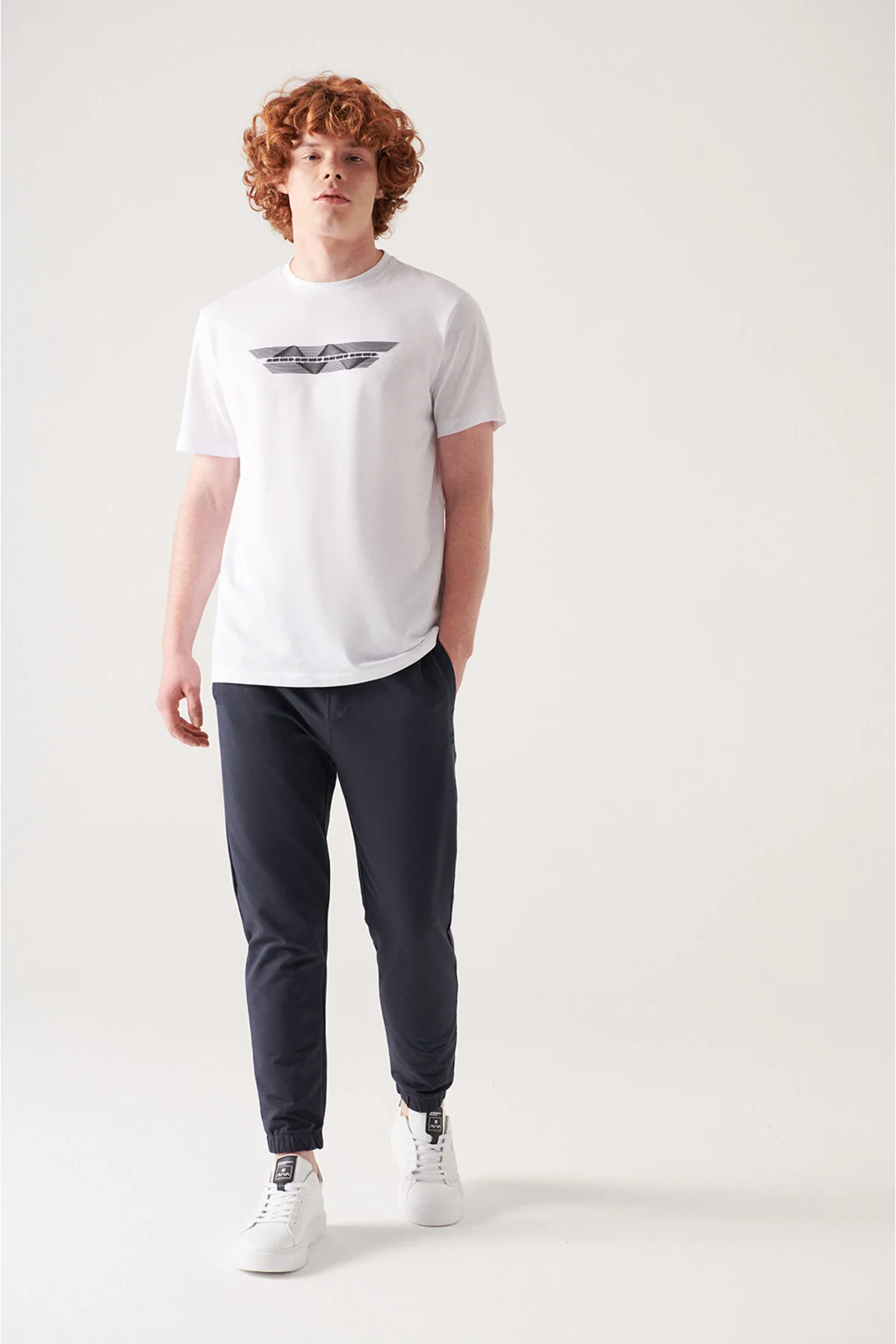 شلوار گرمکن آبی مردانه نوار جیب جانبی کمر 2 Ip Cotton Tracksuit شش آوا Avva