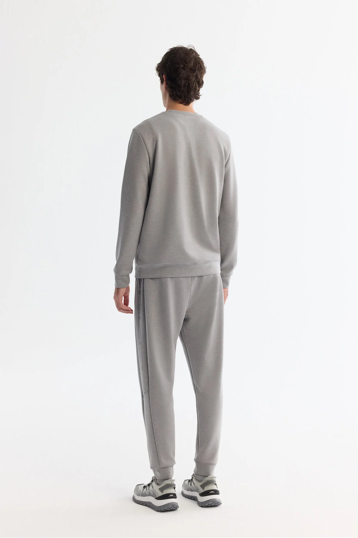 سویشرت خاکستری مردانه یقه دوچرخه طرح دار Elastan Sweatshirt آوا Avva