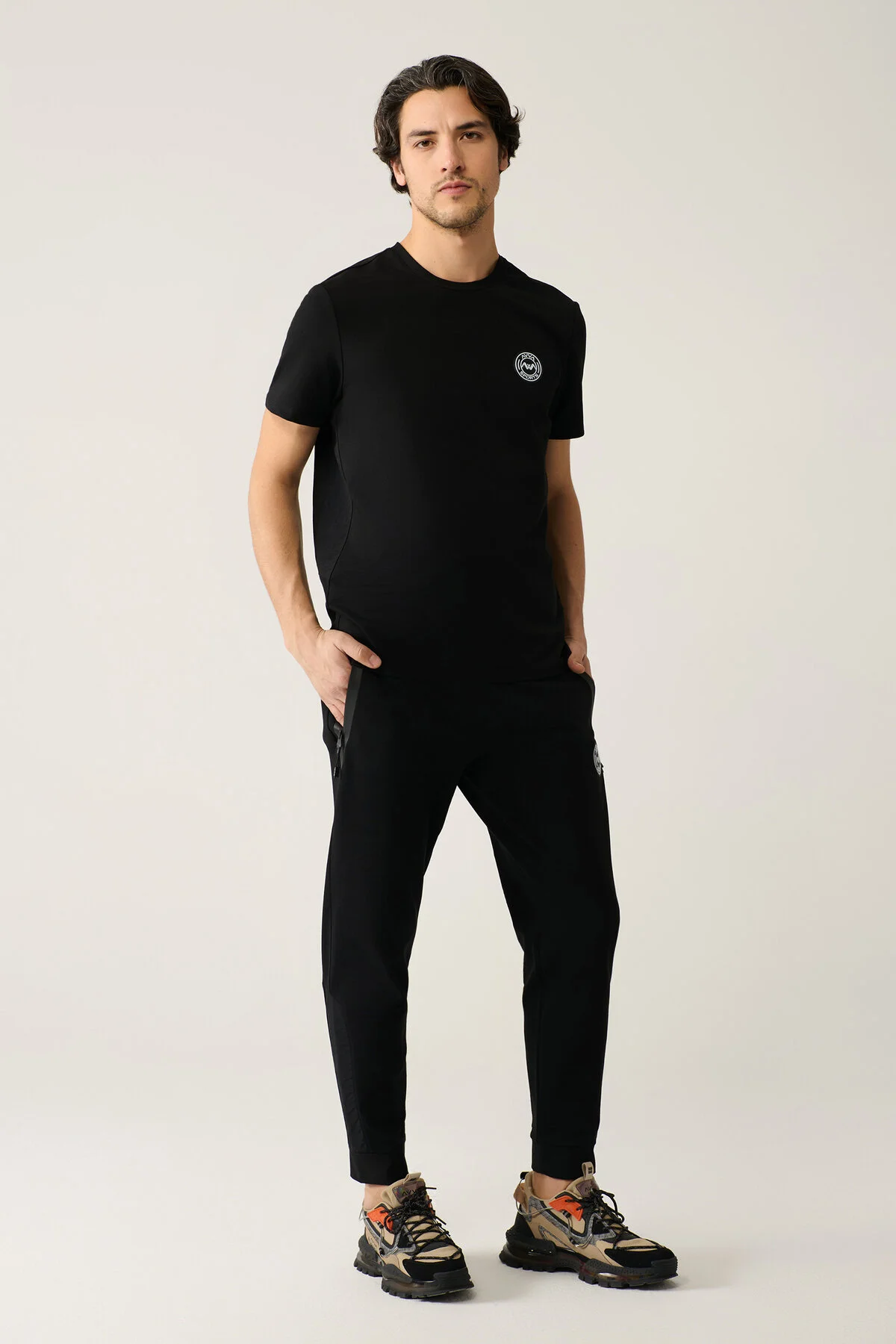 شلوار گرمکن مشکی مردانه پارچه جرسی 2 Ip Tracksuit شش آوا Avva