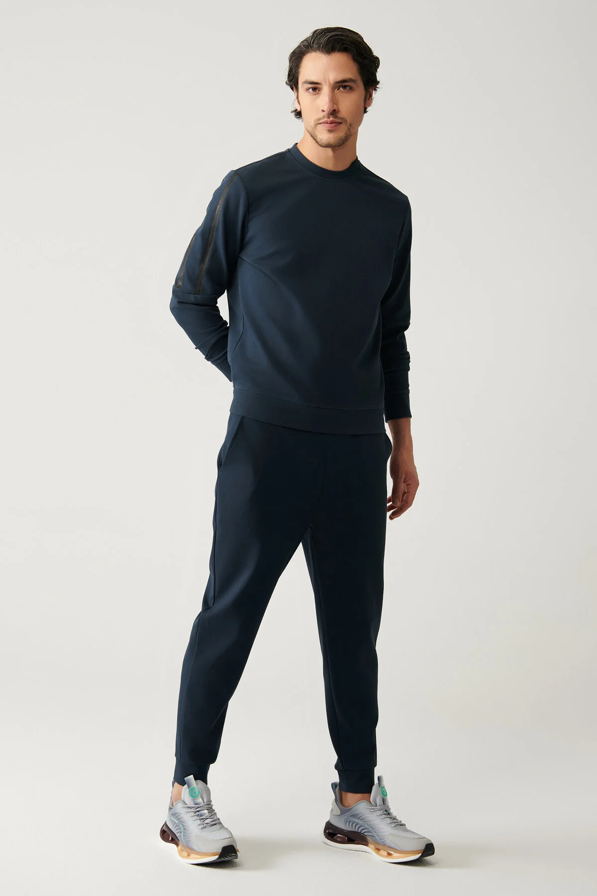 شلوار گرمکن آبی مردانه لباس های پنبه ای با کمر Navy Blue Lavy Six آوا Avva