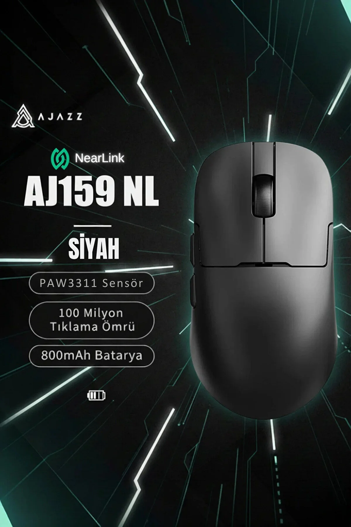 ماوس مخصوص بازی NL L BAT 3 MOD 12 000 DPI 800 MAY Ajazz