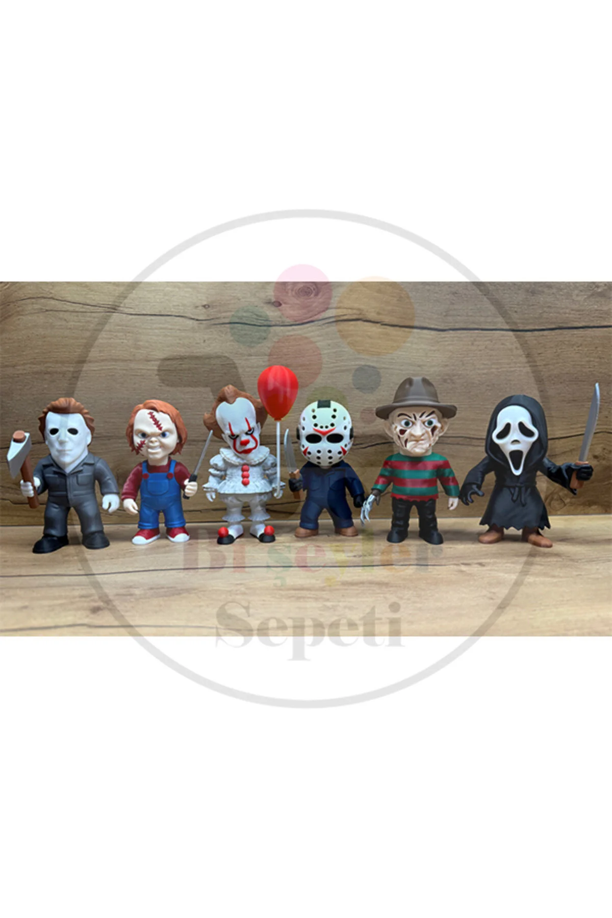 فیگور هالووین GHOSTFACE جیسون مایکل مایرز PENNYWISE CHUCKY FREDDY KRUEGER 6 FIGURE MEGA SET 14 CM Bi'şeyler Sepeti