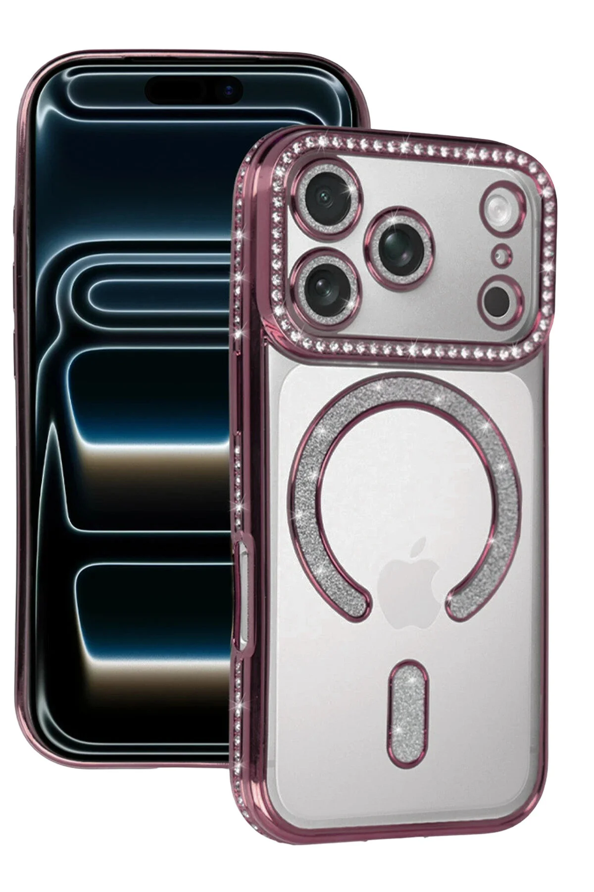 کاور و قاب APPLE IPHONE 17 PRO MAX JOKE GLITTER MAGNETICSAFE CASE صورتی NewFace