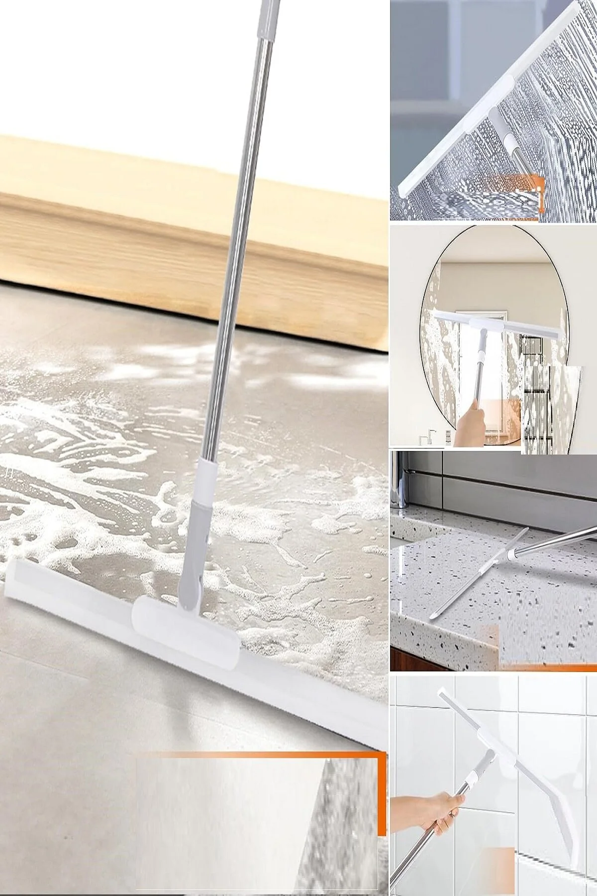 شیشه پاک کن دسته تلسکوپی SQUEEGEE یرسیل نوک لاستیکی بلند چکش آب دوش ماشین برف حمام Omero Trend