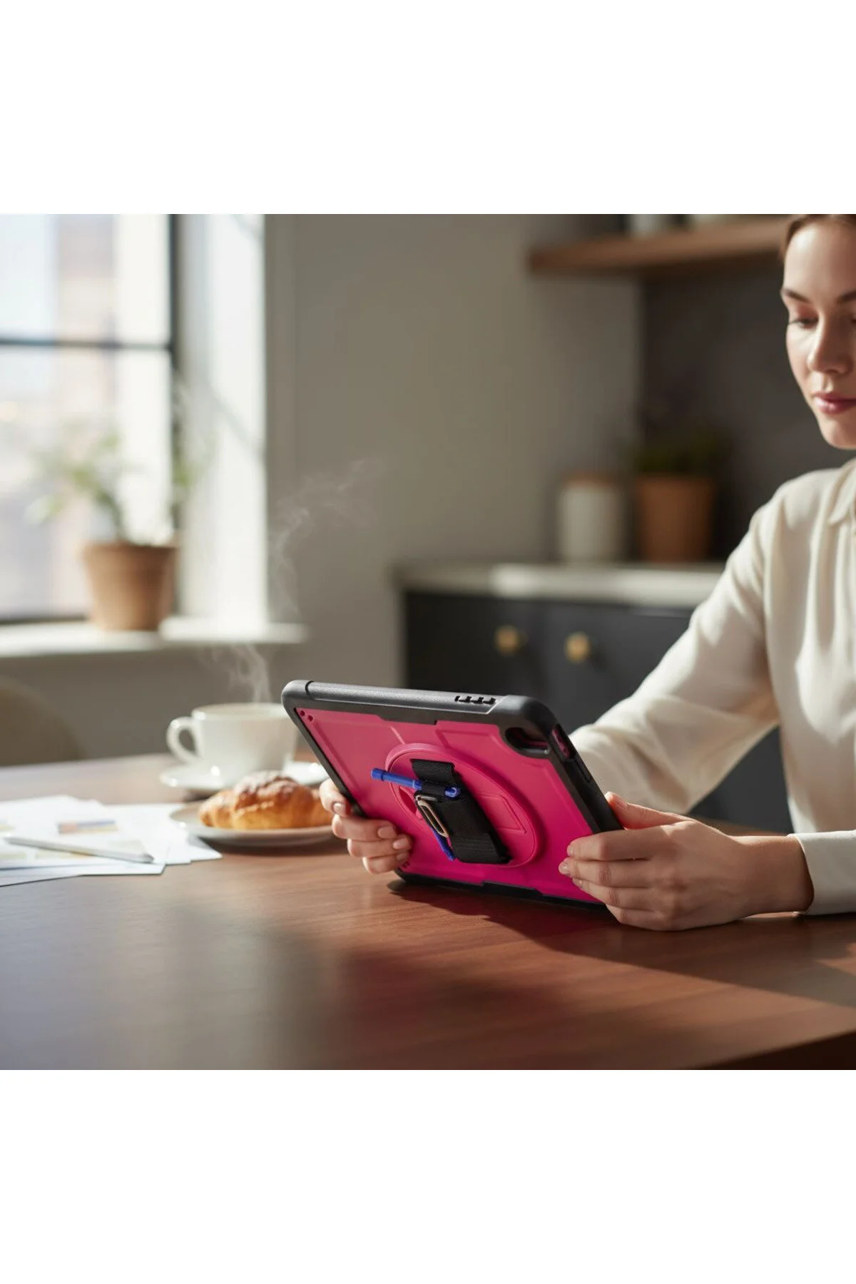 کاور تبلت قاب آویز پایه AIR 11 ضد ضربه با قابلیت چرخش 360 درجه اسلات قلم KPON