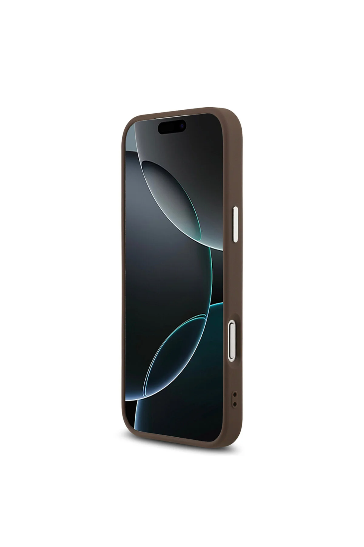 کاور و قاب سازگار با IPHONE 17 PRO دارای مجوز M SAFE کلاسیک متن لوگو PU جلد چرمی قهوه ای Guess