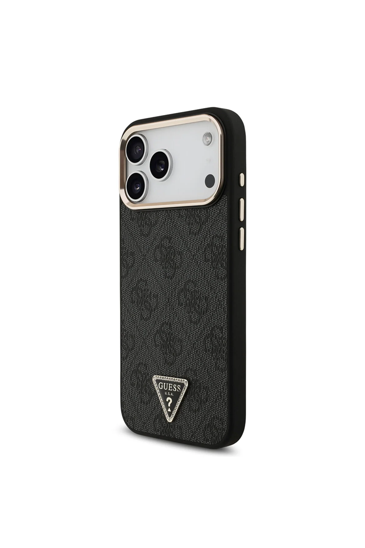 کاور و قاب سازگار IPHONE 17 PRO MAX دارای مجوز M SAFE STONY TRIANGLE LOGO طرح دار مشکی 4G Guess