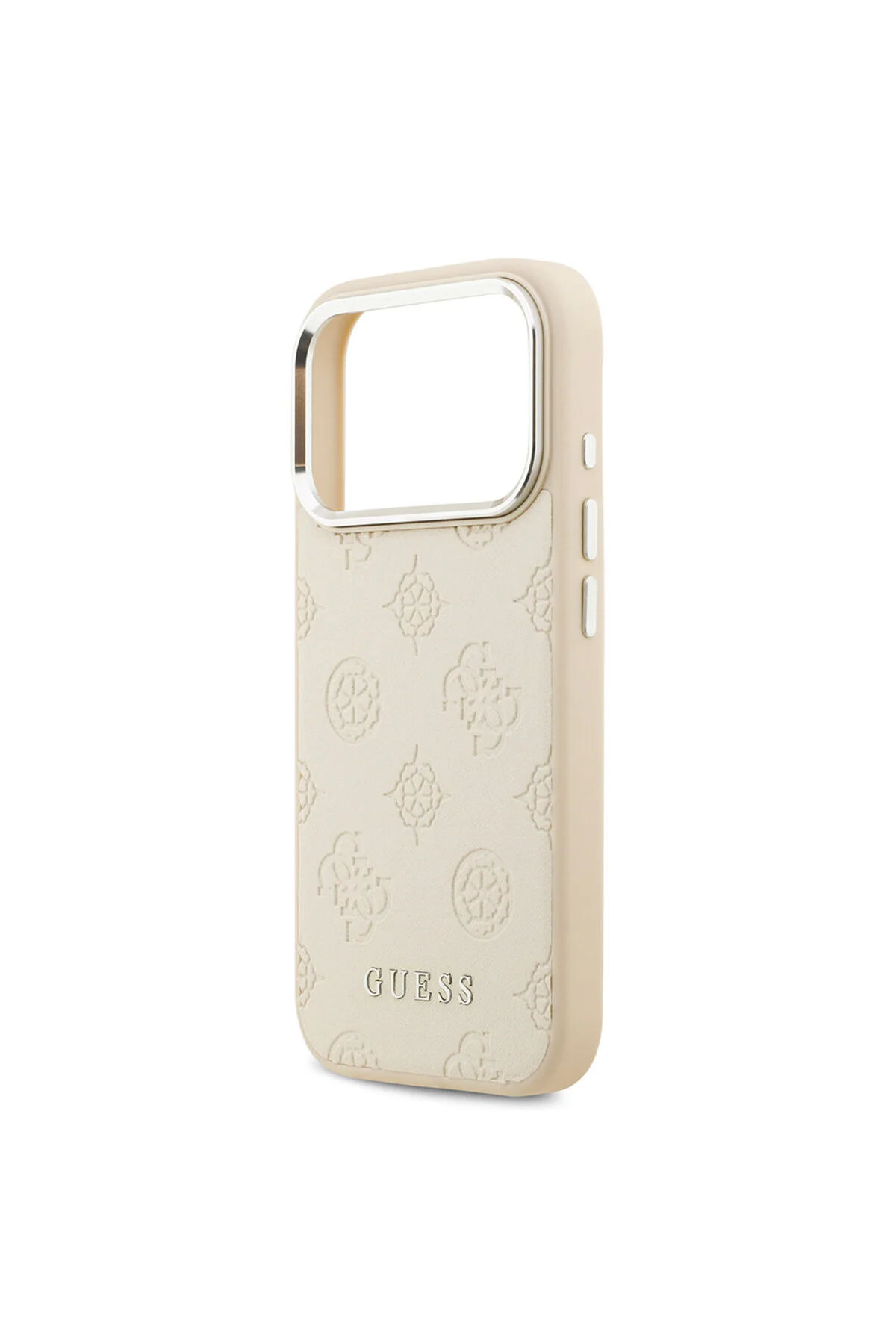 کاور و قاب لوگوی متن کلاسیک چاپ داغ با مجوز M SAFE سازگار IPHONE 17 PRO PU PEONY BEIGE Guess